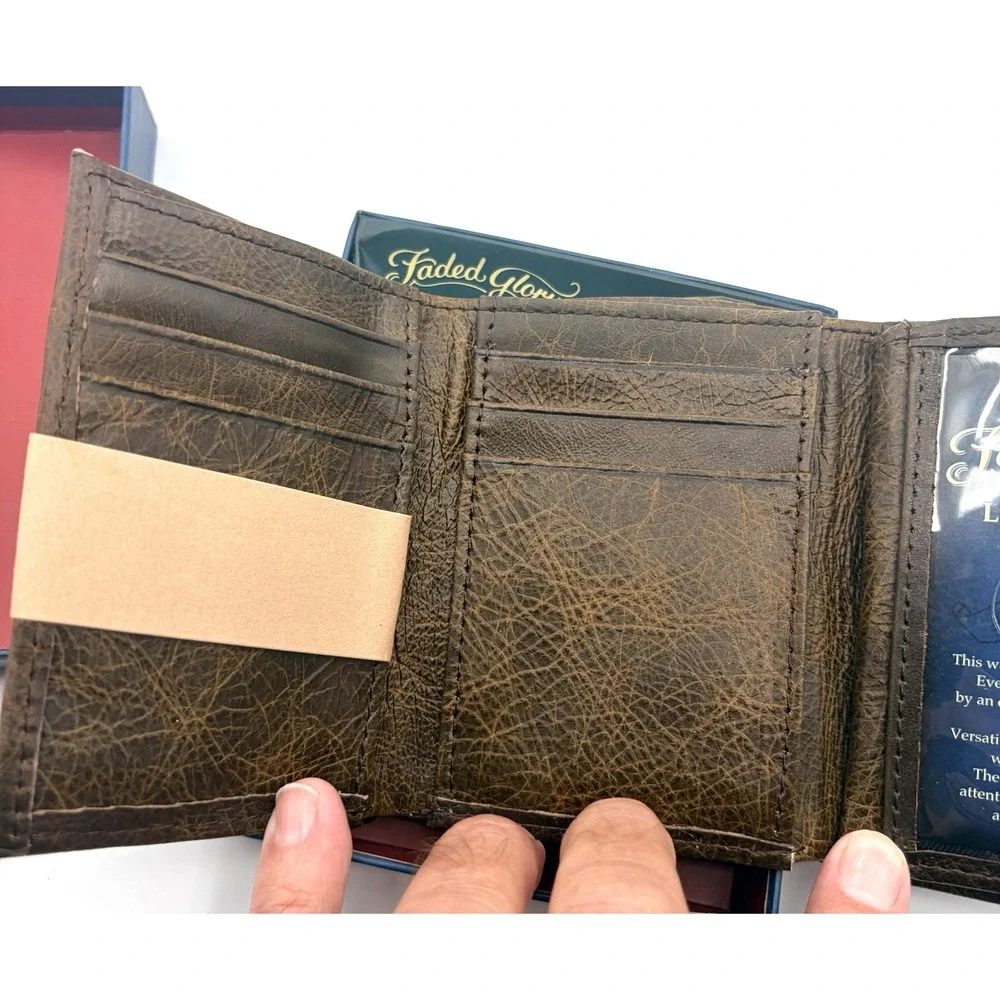 Faded Glory Men's American Bison Leather Trifold Wallet